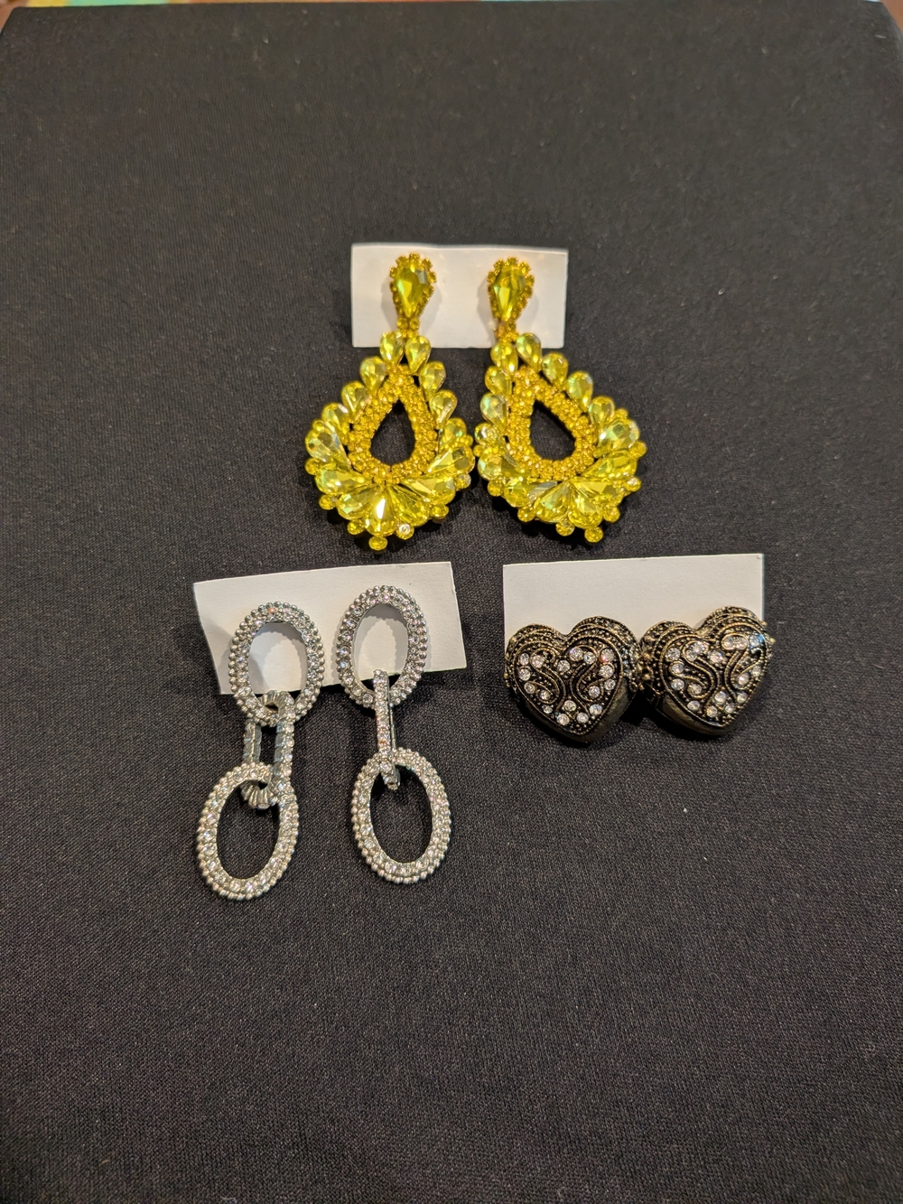 Yellow Teardrop Crystal Statement Earrings – Unbranded